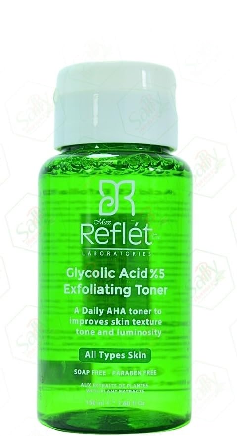 Reflet Glycolic Acid Scrub 5% Daily AHA Toner to Improve Skin Texture and Radiance, Suitable for All Skin Types, 150 ml