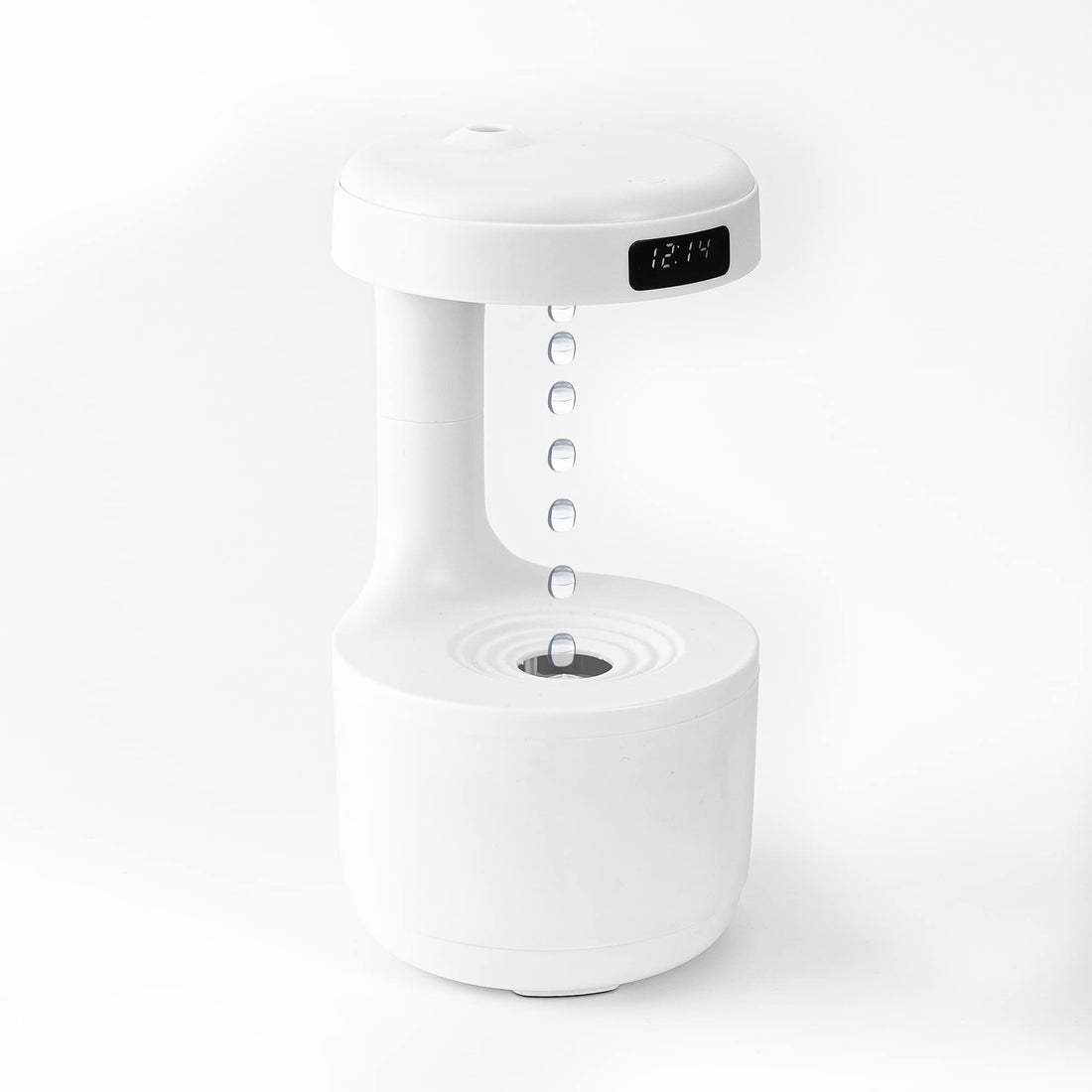 Kadams Cool Mist Humidifier, Anti-Gravity Water Drop with sounds, LED 24-Hour Time Display - Portable 24H Clock for Bedroom, Office, Desktop, Travel, Warm Night Light, USB Powered - 800ml Water Tank
