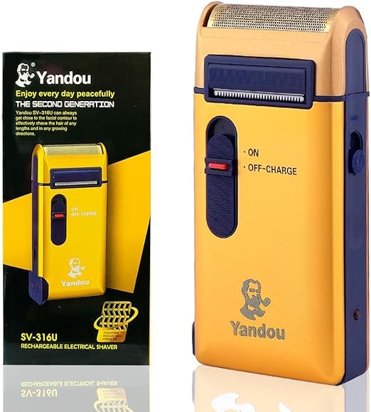 Aluminum Rechargeable Electric Razor for Men - Quick Charge, Continuous Shaving, and Super Hard Titanium Alloy Plating Foil for a Comfortable Grooming Experience, Beard Trimmer, 3W (Gold)