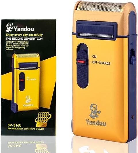 Aluminum Rechargeable Electric Razor for Men - Quick Charge, Continuous Shaving, and Super Hard Titanium Alloy Plating Foil for a Comfortable Grooming Experience, Beard Trimmer, 3W (Gold)