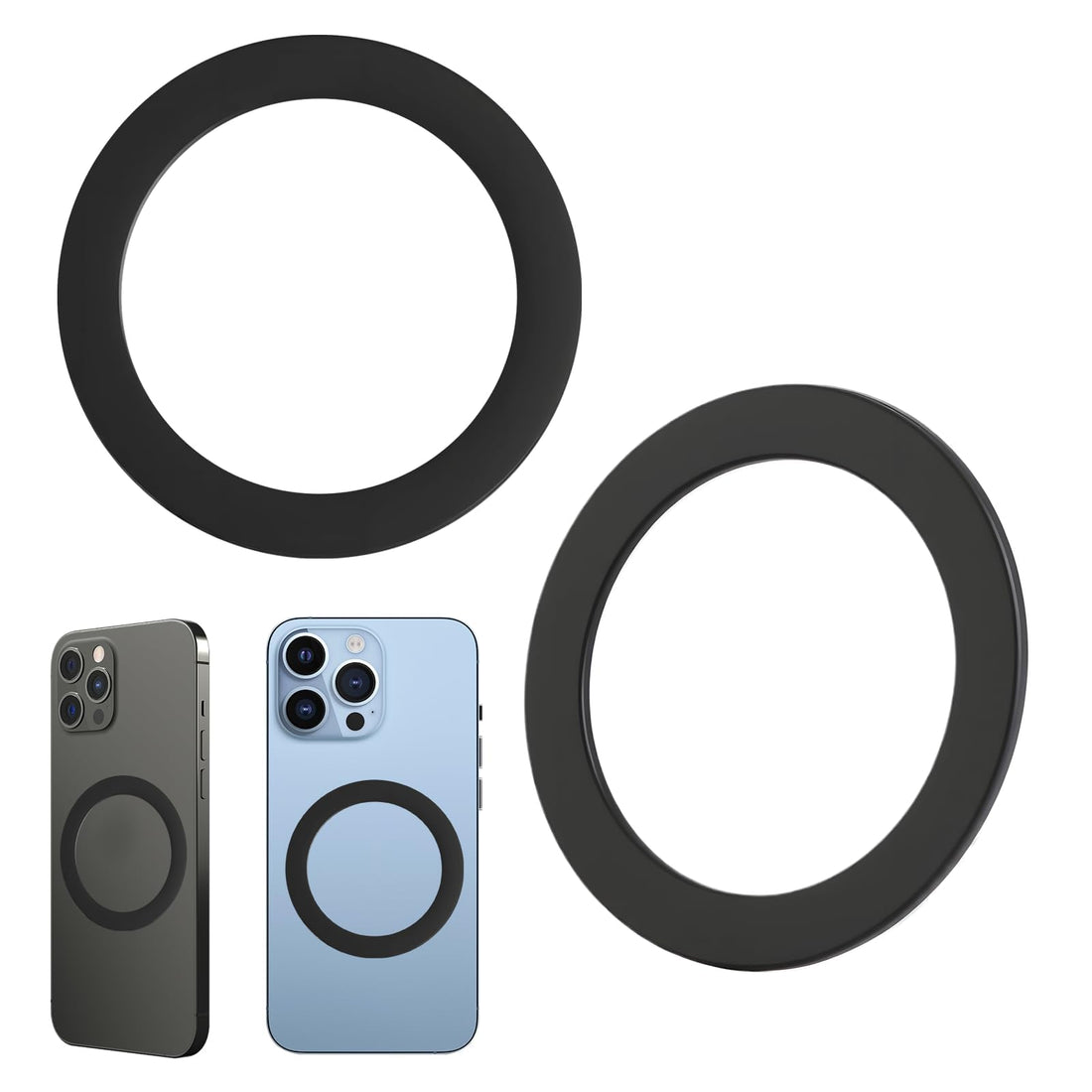 Magnetic Rings for Phone, Magnet Sticker for Phone Cases Rings Magnetic Universal Ultra Thin Ring Sticker Charger Wireless Charging Car Accessories Pack of 2