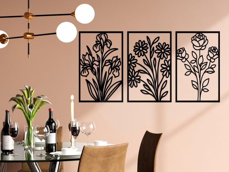 Floral Trio Wood Wall Art Set