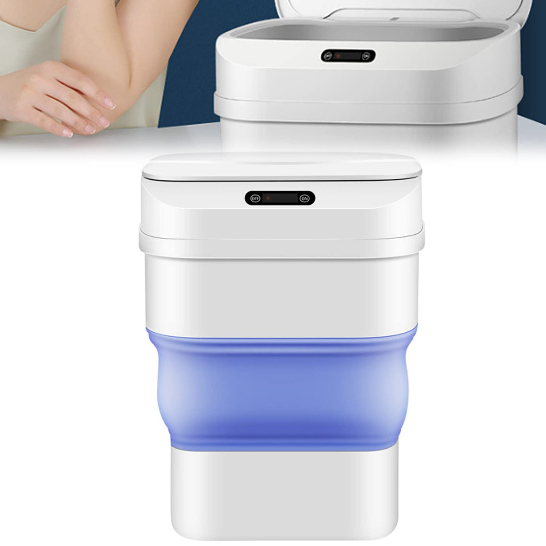 Folding Trash Bin with Smart Sensor, 17.5L Kitchen Trash Bin, Practical Safe, Helps You Keep Your Environment Organized Order, Ideal for Small Spaces
