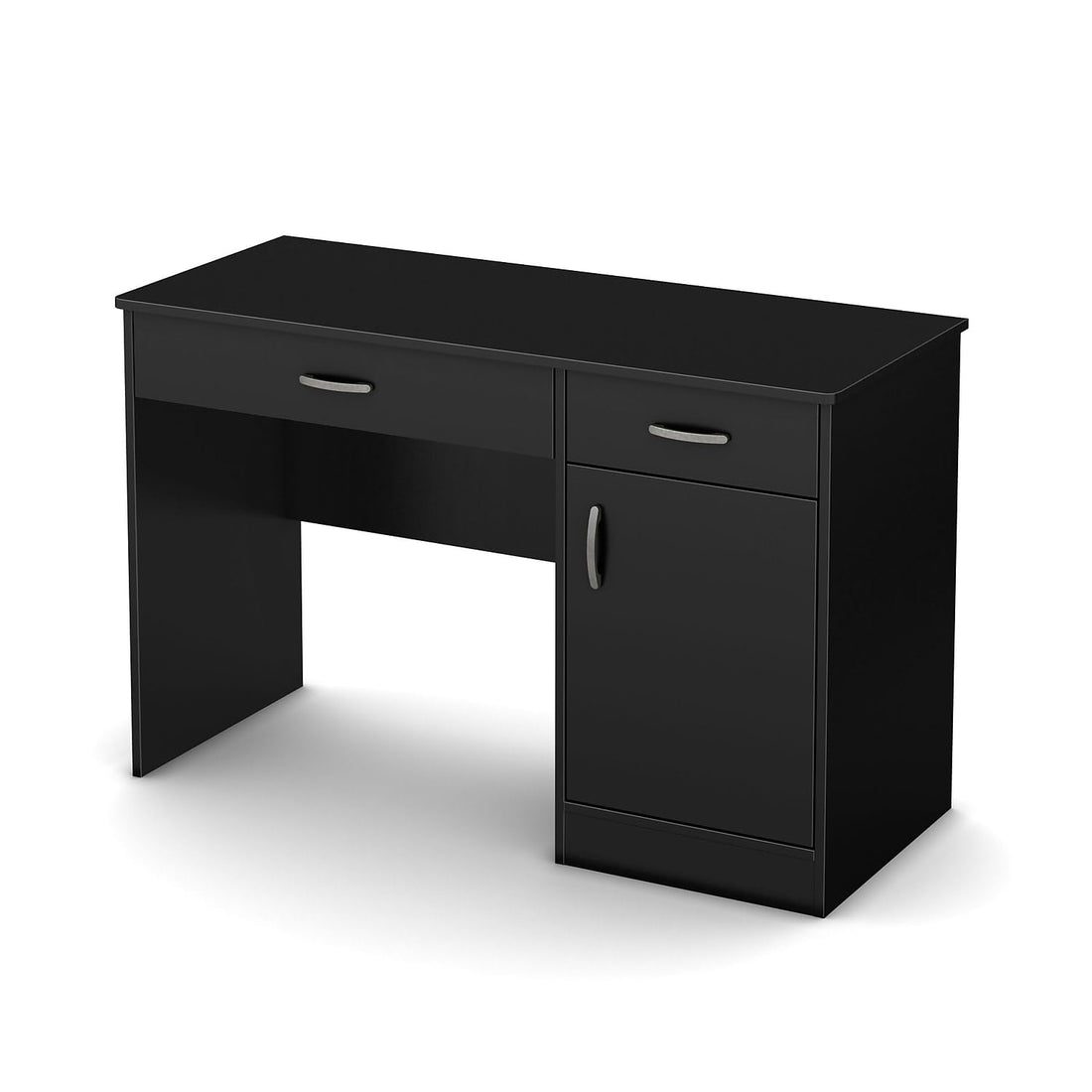 South Shore Small Computer Desk with Drawers, Pure Black