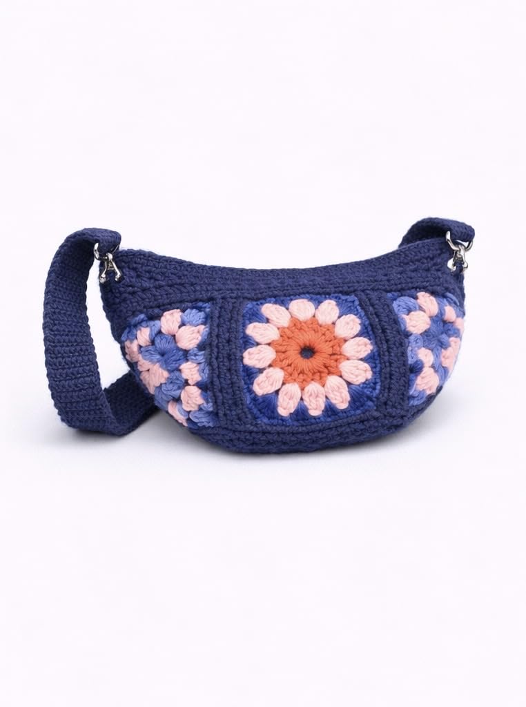 Multi Color Crochet Crossbody Handbag