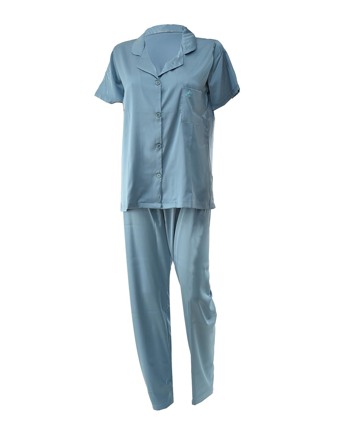 Luna LUN-8045 Women's Satin Half Sleeves Button Pajamas