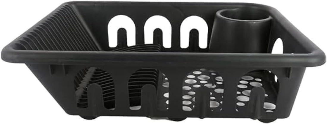 In Dish Drainer Plastic Storage Rack (Black)
