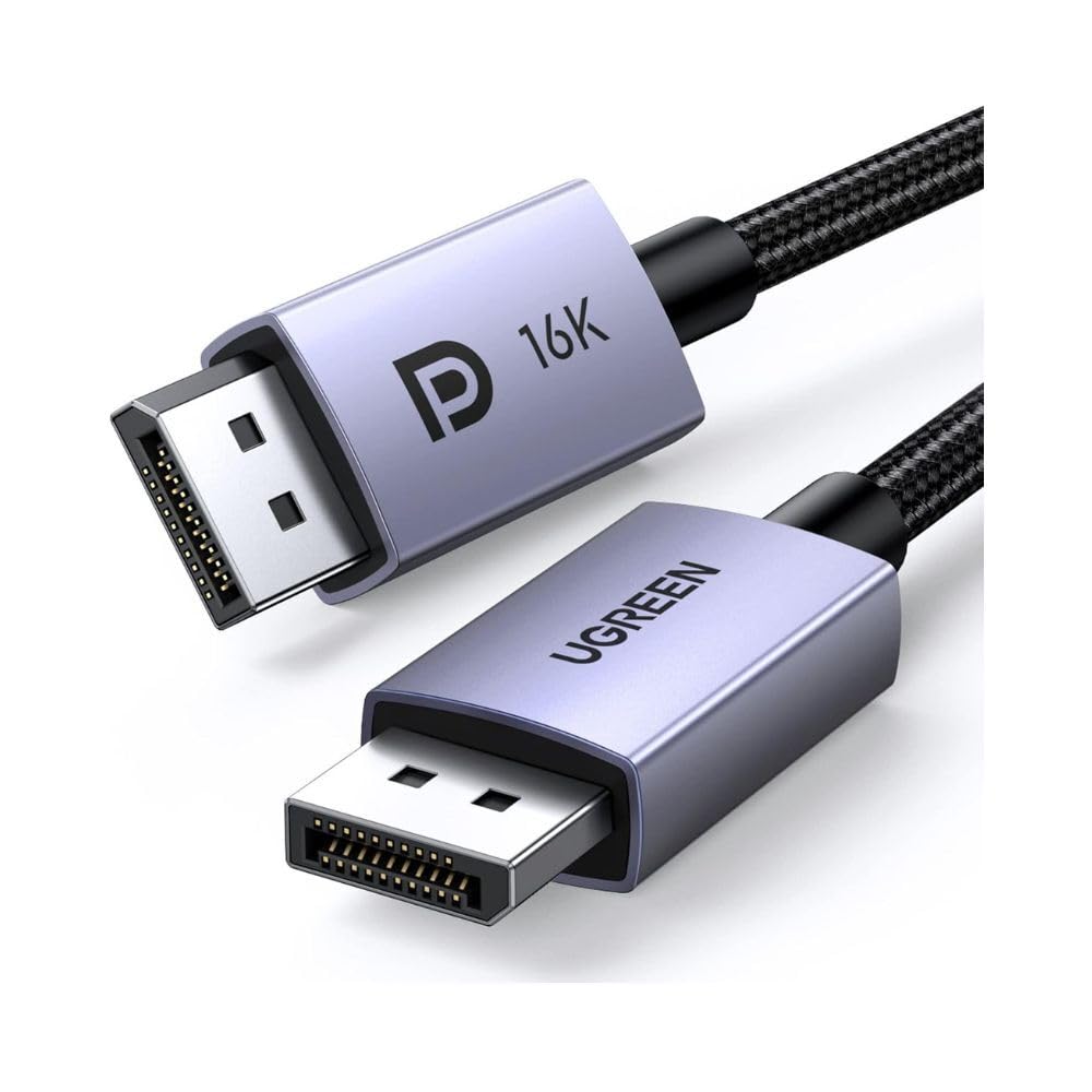 UGREEN 16K Displayport Cable 1M, Displayport 2.0 80Gbps, 16K@60Hz,8K@120Hz,4K@240Hz/144Hz/165Hz for Gaming, DP Cable Braided HDR,ARC,G-Sync,Free-Sync for Gaming Monitor,PC,Graphics Card, DP 16K 1Meter