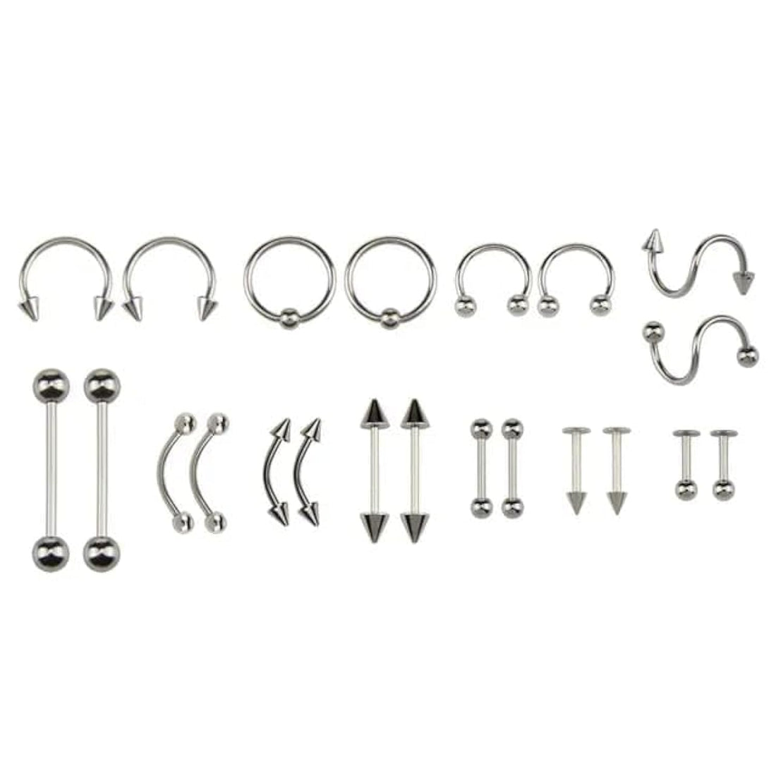 42pcs Card Packing Fashion Body Piercing Jewelry 316L Surgical Steel Nose Hinged Nose Rings Set