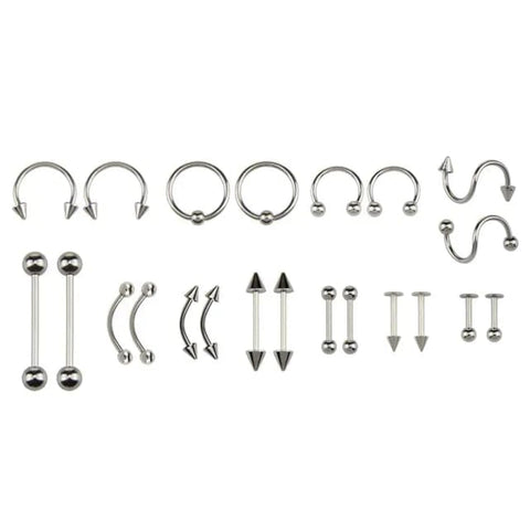 42pcs Card Packing Fashion Body Piercing Jewelry 316L Surgical Steel Nose Hinged Nose Rings Set
