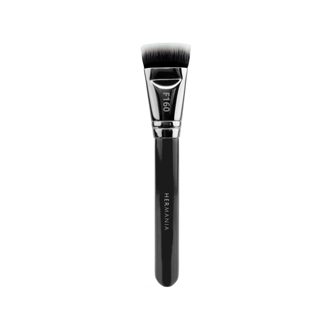 Hermania Professional Flat Contour Brush, Black Handle Silver Tube, Premium Quality (F160)