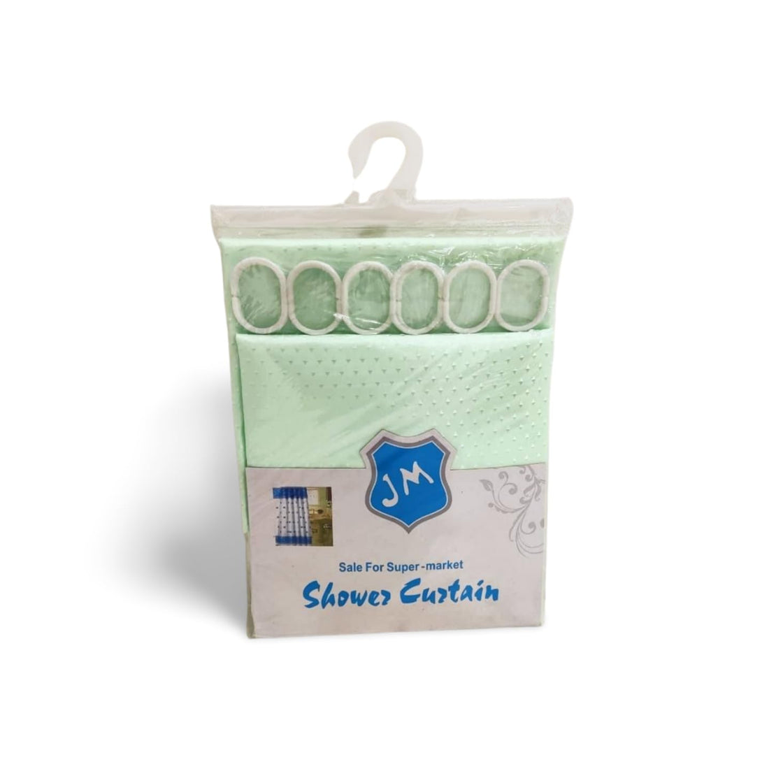 Shower Curtain 180x180cm, Green, Polyester, Plaid
