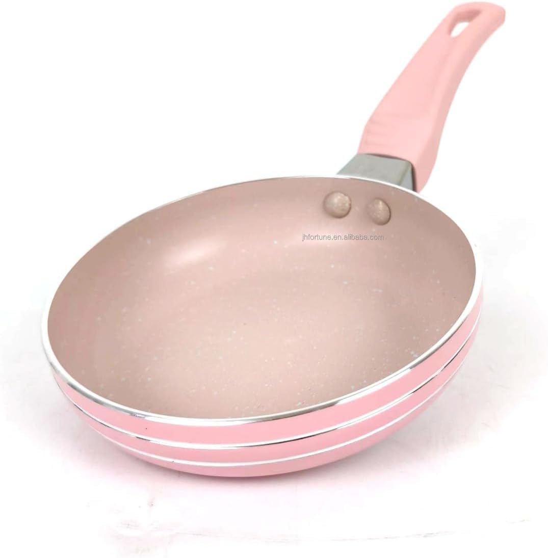 Mini Granite Nonstick Frying Pan Rose Color Scratch Resistant Multifunction Kitchen Frying Pan (Pink, Size 12)
