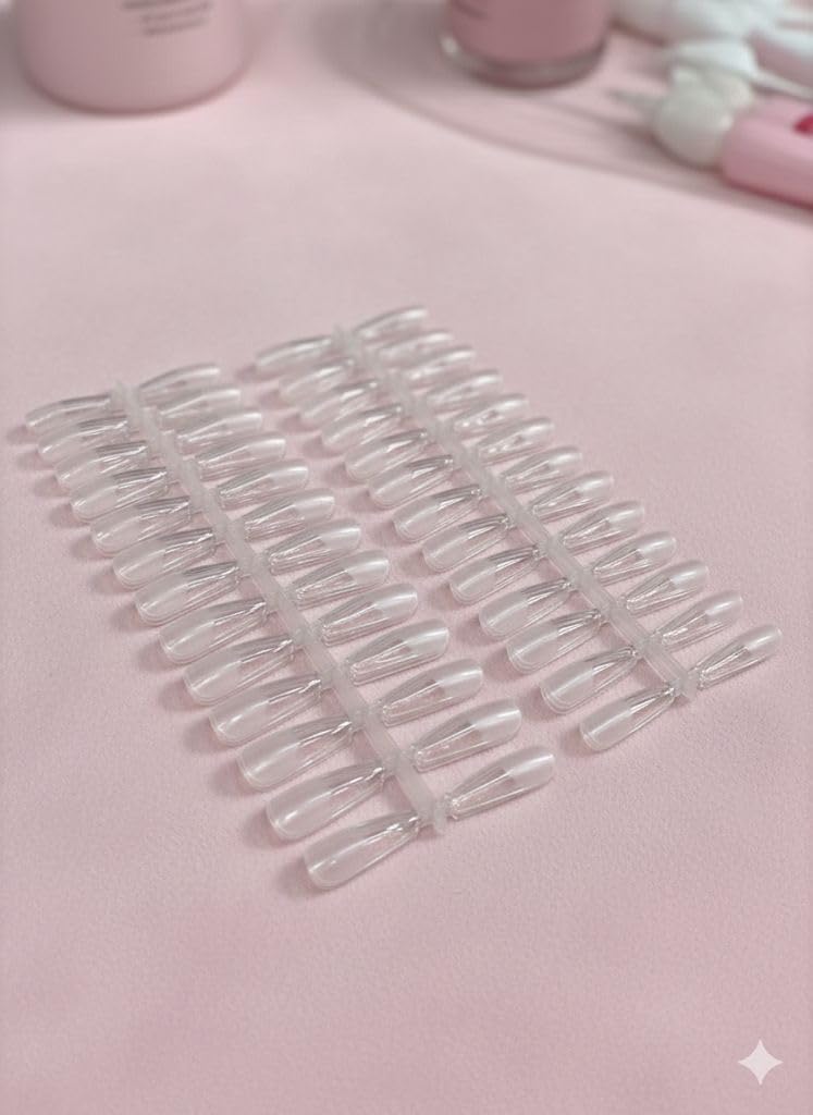 120 Pieces Clear Acrylic False Nails Tips French Acrylic False Nails Full Cover False Nail Tips for Nail Salon (Transparent)