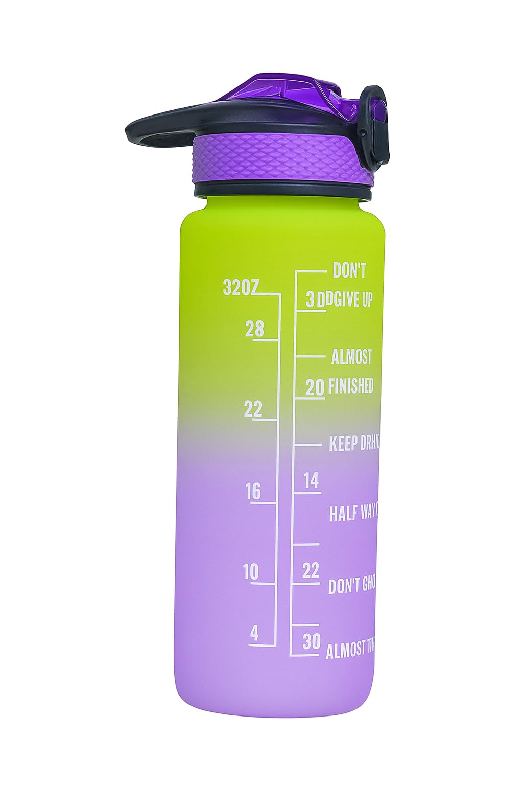 Sports Water Bottle 1l With Time Marker Leak Proof Bpa Free Drinking Bottle For Gym Office School Travel Outdoor Fitness Motivational Reusable For Kids And Adults (Purple)