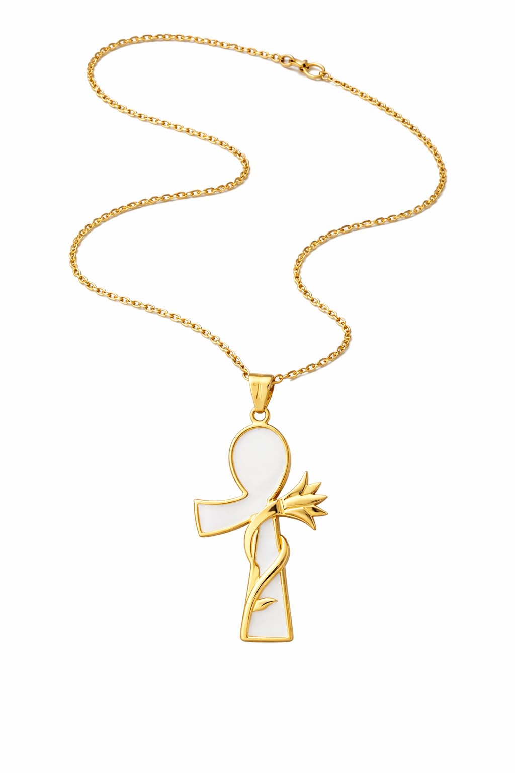 Boutique Ankh Necklace Pendant Ancient Egyptian Protection Jewelry Gifts for Women Birthday (Gold) - Stainless Steel