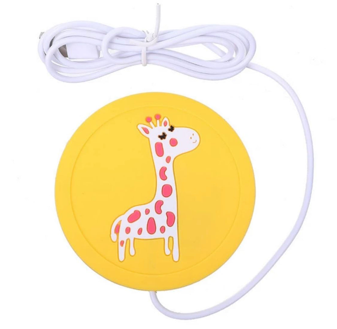 Downtown USB Powered Silicone Drink Warmer Heating Coaster, Yellow Hot Drink Base for Tea and Coffee, Portable Mug Warmer Pad for Office Desk and Home Use with Constant Temperature