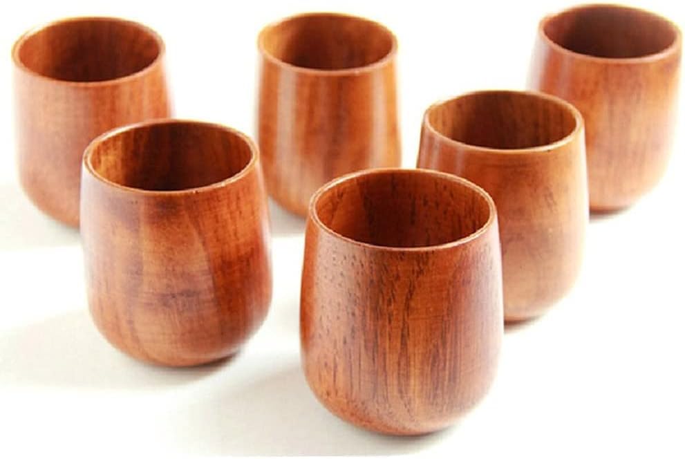 Egypt Antiques High-Quality Wooden Tea Cups, Set of 6