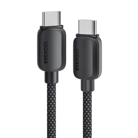 Essager 100W USB-C Cable 5A PD QC 3.0 Super Fast Charging | 1 or 2 or 3 Meter | Braided Type C Charger Cord | E-Marker Chip | 480Mbps Data |for Apple MacBook, iPad, iPhone 17 Pro Max /16/15 (2 Meter)