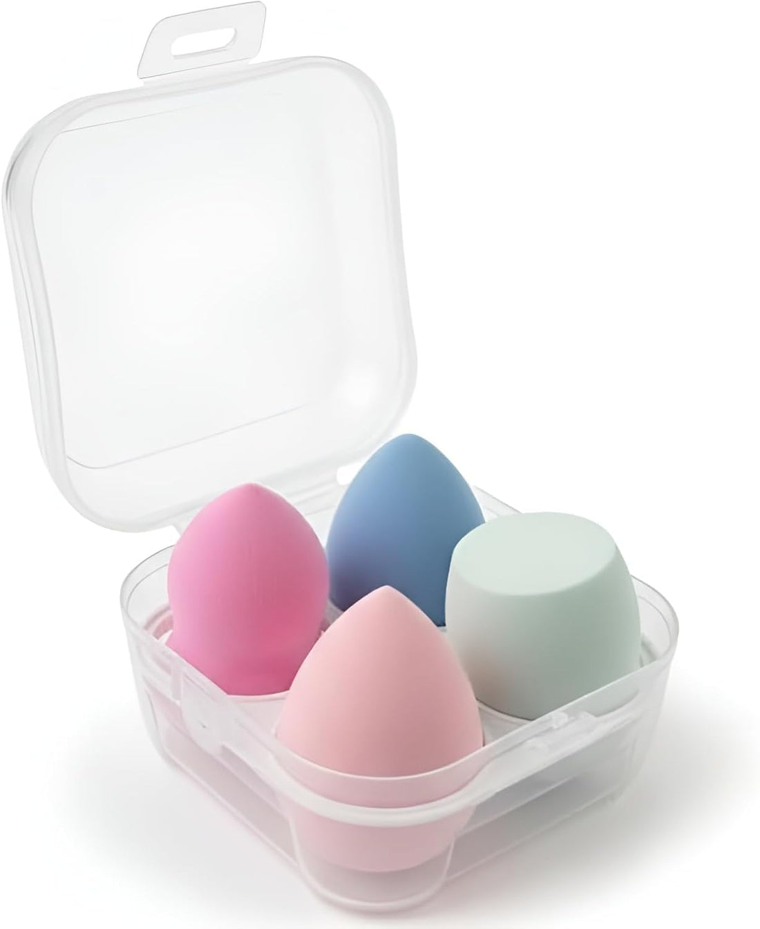 4 Piece Makeup Sponge Set with Storage Case, Soft Beauty Blender Sponges for Liquid Cream and Powder Foundation, Multi Shape Cosmetic Puff for Smooth Even Flawless Makeup Application