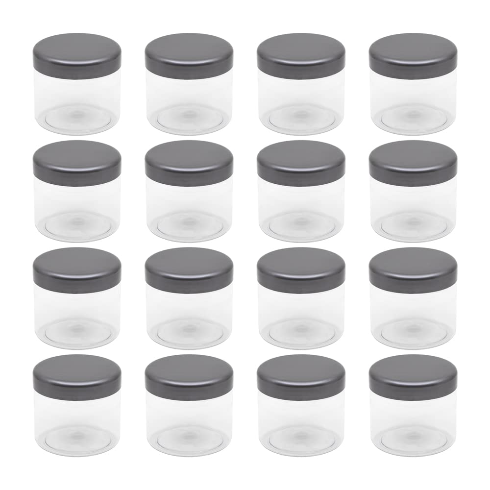 Artistic 8-Piece Clear White Plastic Jar Set - 200ml, 7 Inch Diameter, Silver Smooth Lids , Healthy Plastic Storage Jars