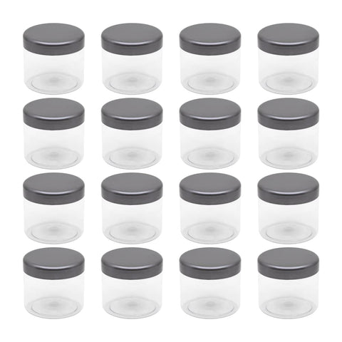 Artistic 8-Piece Clear White Plastic Jar Set - 200ml, 7 Inch Diameter, Silver Smooth Lids , Healthy Plastic Storage Jars