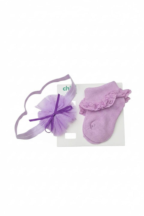 Cotton sock set with a headband for girls from newborn to 6 months