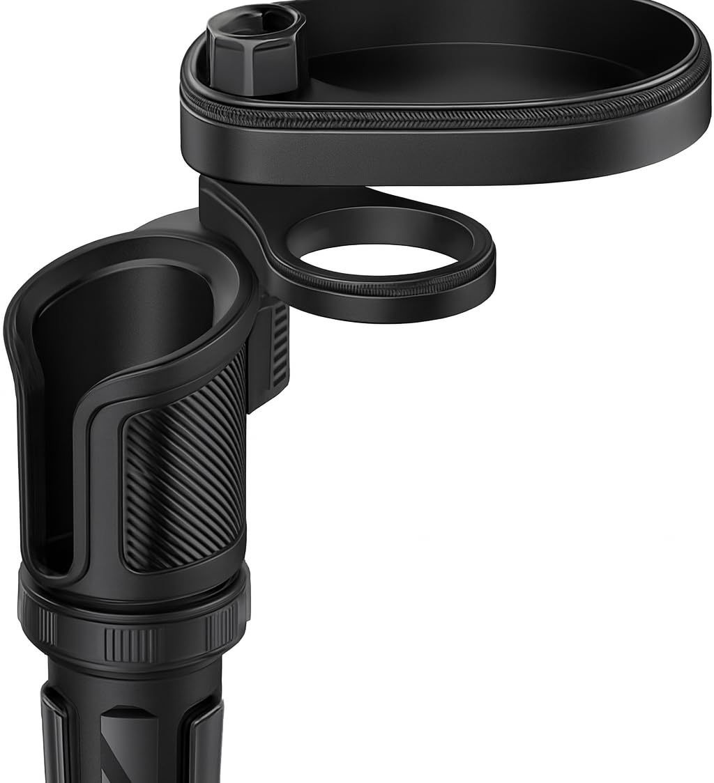 Car Cup Holder Expander with Tray (3-in-1) - 360° Rotating Food Table & car Organizer | Adjustable Base for Large Bottles, Snacks & Mobile Phones.