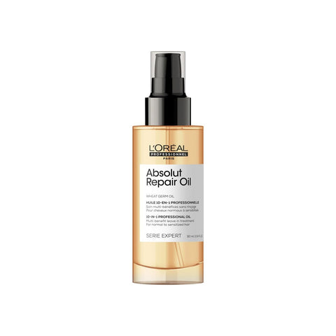 L’Oréal Professionnel | Absolut Repair Oil multi-benefit leave in treatment | For dry and damaged hair | | Repairs & Hydrates Dry, Damaged Hair | With Protein and Gold Quinoa | SERIE EXPERT | 90ml