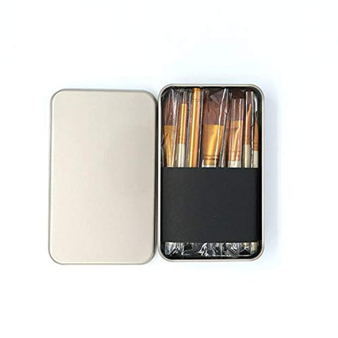 Wooden Handle Makeup Brushes Set with Travel Box - 12 Pieces