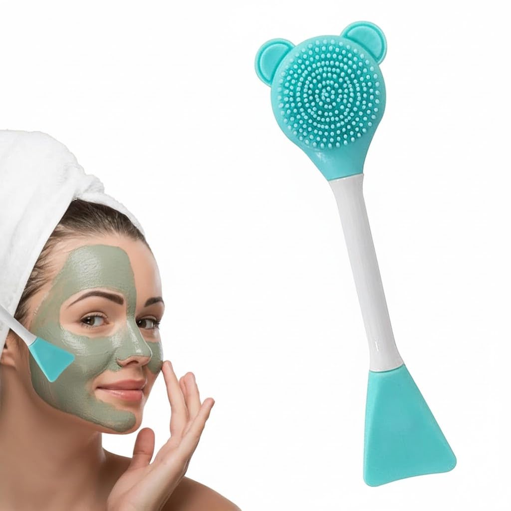 Silicone Face Mask Brush, Double-Ended Mask Applicator and Massage Spatula, Exfoliating, Soft Facial Cleansing Makeup Brush for Clay, Cream - Multicolor-1PC