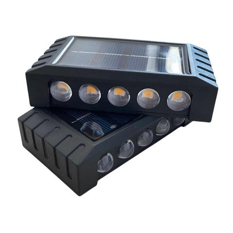 Solar Wall Light Waterproof Top to Down Solar Wall Light Outdoor Landscape Garden Lighting, 10 LED Yellow (Pack of 2)