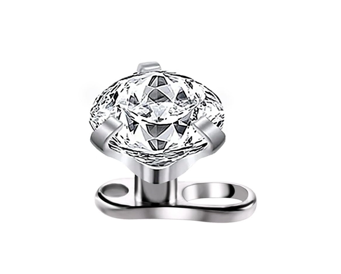 Microdermal Pronged Gem Dermal Anchor Piercing Jewelry - White