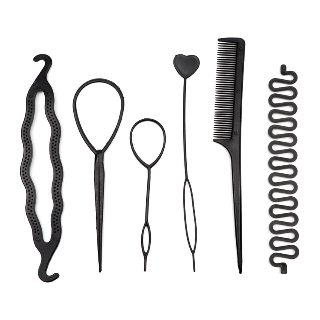 6 Pieces Hair Styling Accessories, Hair Braiding Tool, Hair Bun Braid Maker, Hair Accessories Styling Set, Hair Loop Tool Kit, DIY Style Girls Women Hairstyle Aid Band Spiral Braiding for Hair