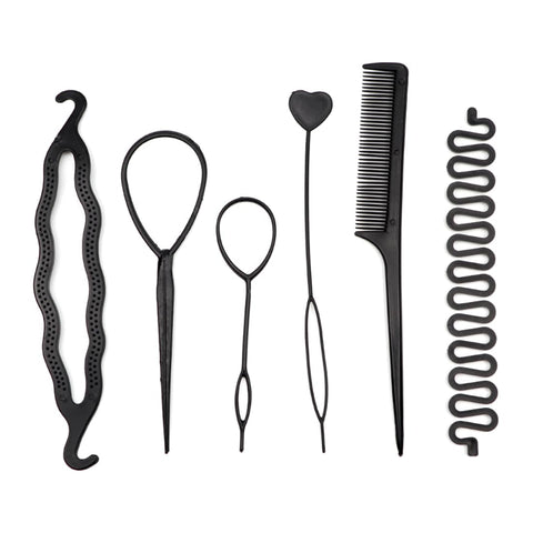 6 Pieces Hair Styling Accessories, Hair Braiding Tool, Hair Bun Braid Maker, Hair Accessories Styling Set, Hair Loop Tool Kit, DIY Style Girls Women Hairstyle Aid Band Spiral Braiding for Hair