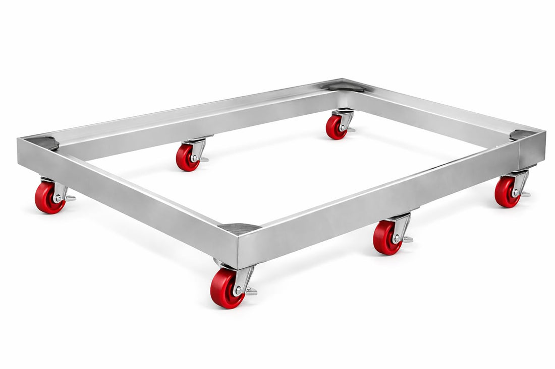 90x60cm Aluminum Mobile Gas Base – 6 Red Strong Wheels with Brake – Rust Resistant – Stable & Secure Hold for Stove