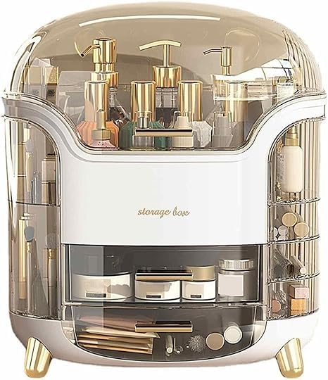 XPY-V9 Cosmetics Display Case, Large Capacity Cosmetic Storage Case with Drawers, Dust and Waterproof Makeup Organizer, Skincare Jewelry Box Ideal For [Bedroom][Dressingroom][Bathroom] (White X Fame)