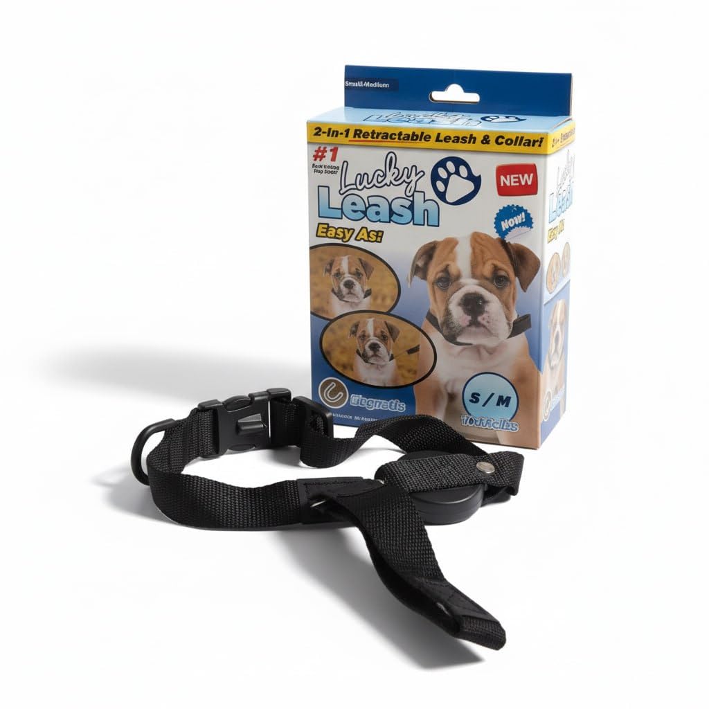 Innovative 2 in 1 Dog Collar - Pulley Collar with Hidden Retractable Harness 130cm Length - Perfect for Free Walking and Quick Control - S/M Size Durable and Comfortable