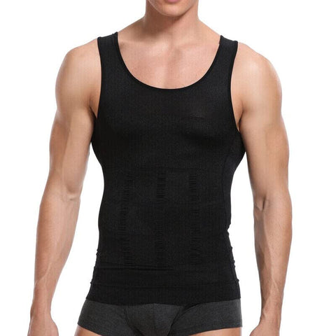 Two year warranty,men slimming body shapers posture corrector vest abdomen compression shirt workout tank tops shapewear belly underwear corsetBlack VestL 690979