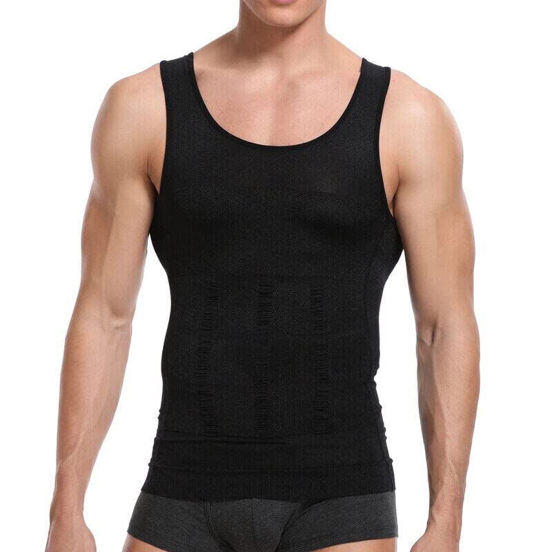 Two year warranty,men slimming body shapers posture corrector vest abdomen compression shirt workout tank tops shapewear belly underwear corsetBlack VestS 690955