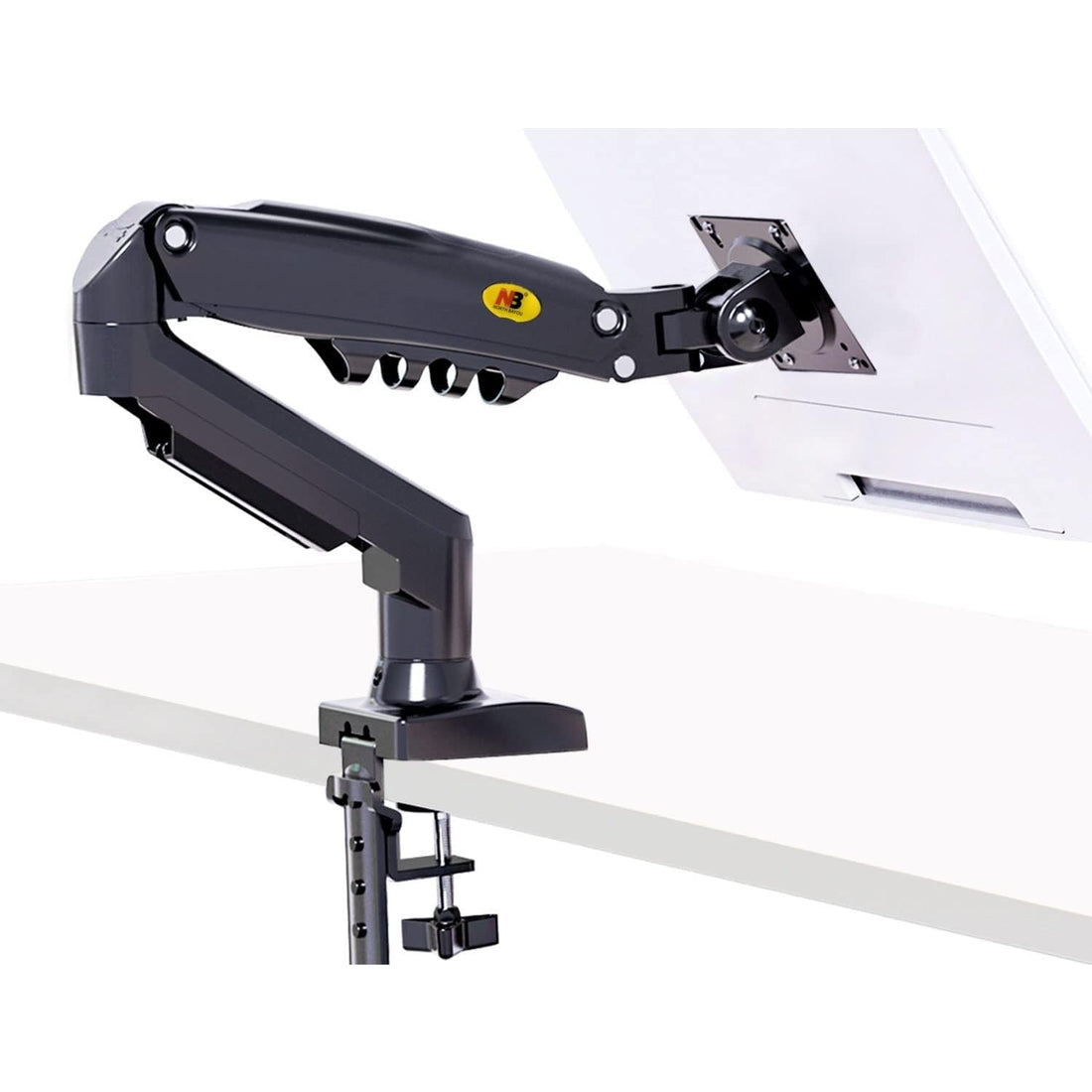 Daytona Newentor Computer Monitor Stand Desk Mount Full Motion Swivel with Gas Spring Arm Adjustable Height Tilt Angle for 17-30 Inch Screens VESA 75x75/100x100mm with Clamp, Grommet Mounting Base F80
