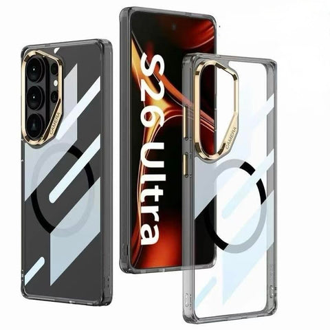 Crystal Transparent Magnetic Case for Samsung Galaxy S26 Ultra, MagSafe Compatible Clear Cover, Ultra Thin Shockproof Anti-Drop Armor with Camera Protector Bumper (Transparent Black)