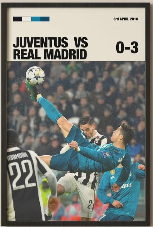 Cristiano Ronaldo CR7 Poster Kick Bike Football Wall Art Poster Football Modern Art Mid Century (Black, 20 * 30cm)