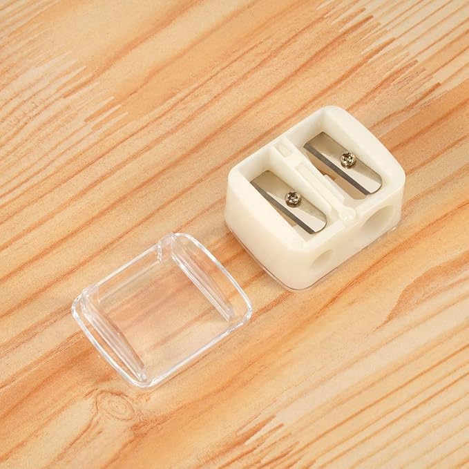 2 Holes Cosmetic Pencil Sharpener Eyebrow Pencil Sharpener with 2 Holes for Makeup, White