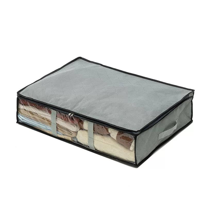 2 Pieces Underbed Storage Bag Storage Box Clothes Bedding Blanket Storage Box 85x45cm Height 20cm with Clear Window and Zipper