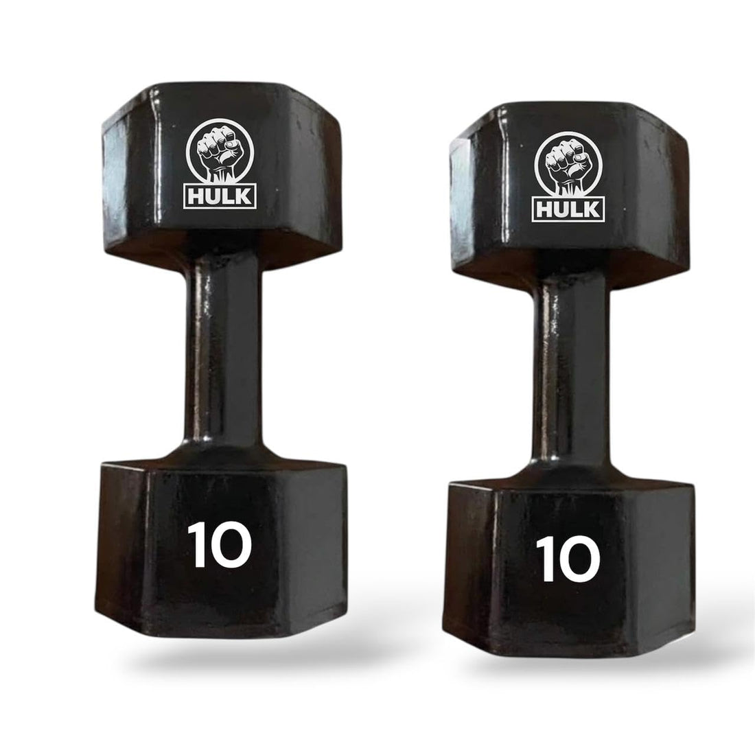 Hulk 10K 2 Dumbbells - Shiny Solid Rubber