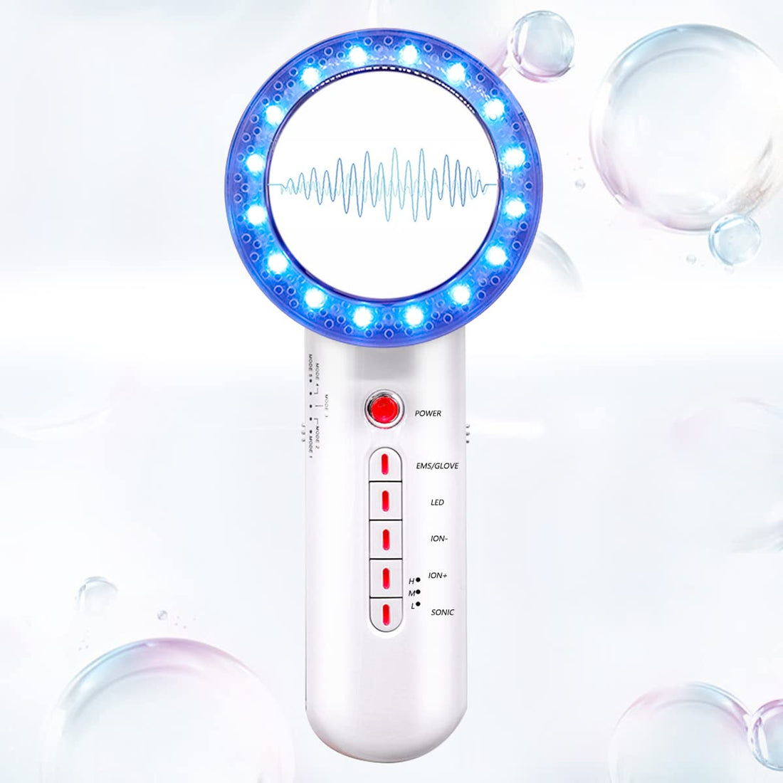 CARER BEAUTY Ultrasonic Cavitation 6 in 1 Anti-Cellulite Massager with EMS Ion Red and Blue Light for Skin Care