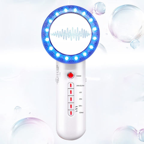 CARER BEAUTY Ultrasonic Cavitation 6 in 1 Anti-Cellulite Massager with EMS Ion Red and Blue Light for Skin Care