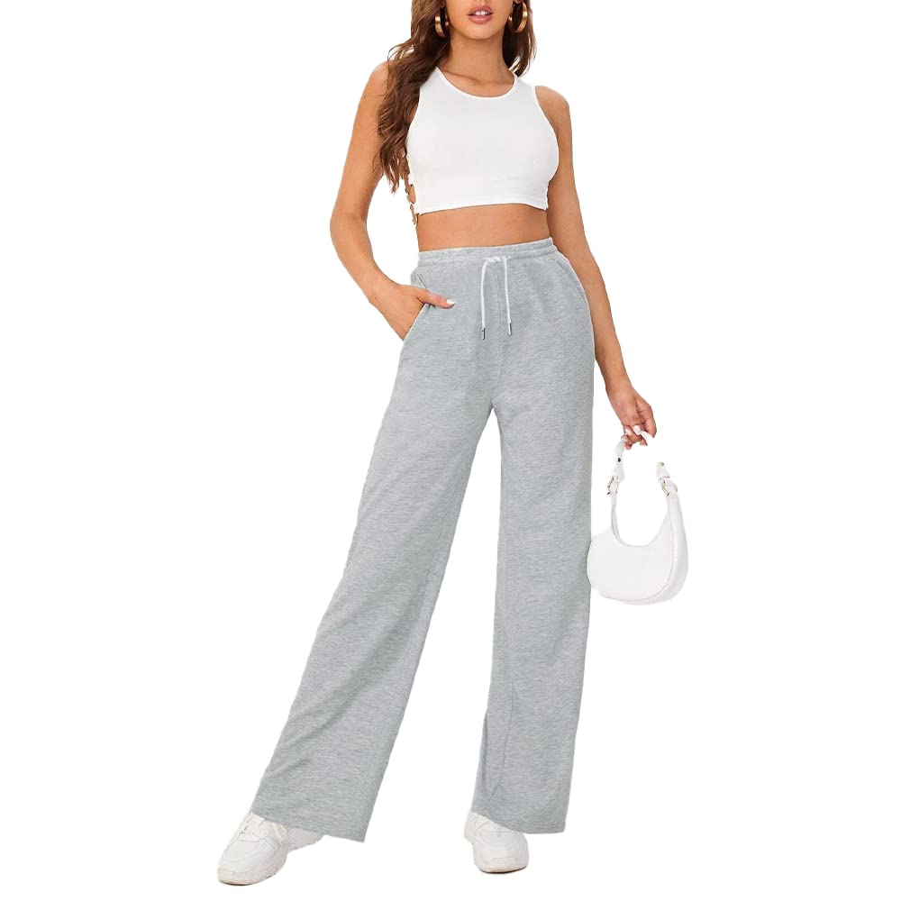 Sherwal High Waist Wide Leg Sweatpants - Sportswear - Side Pockets and Drawstring Waist for Women