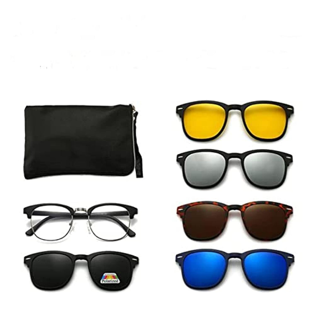 5 in 1 Magnetic Clip On Sunglasses Polarized Glasses For Travel, 2218A